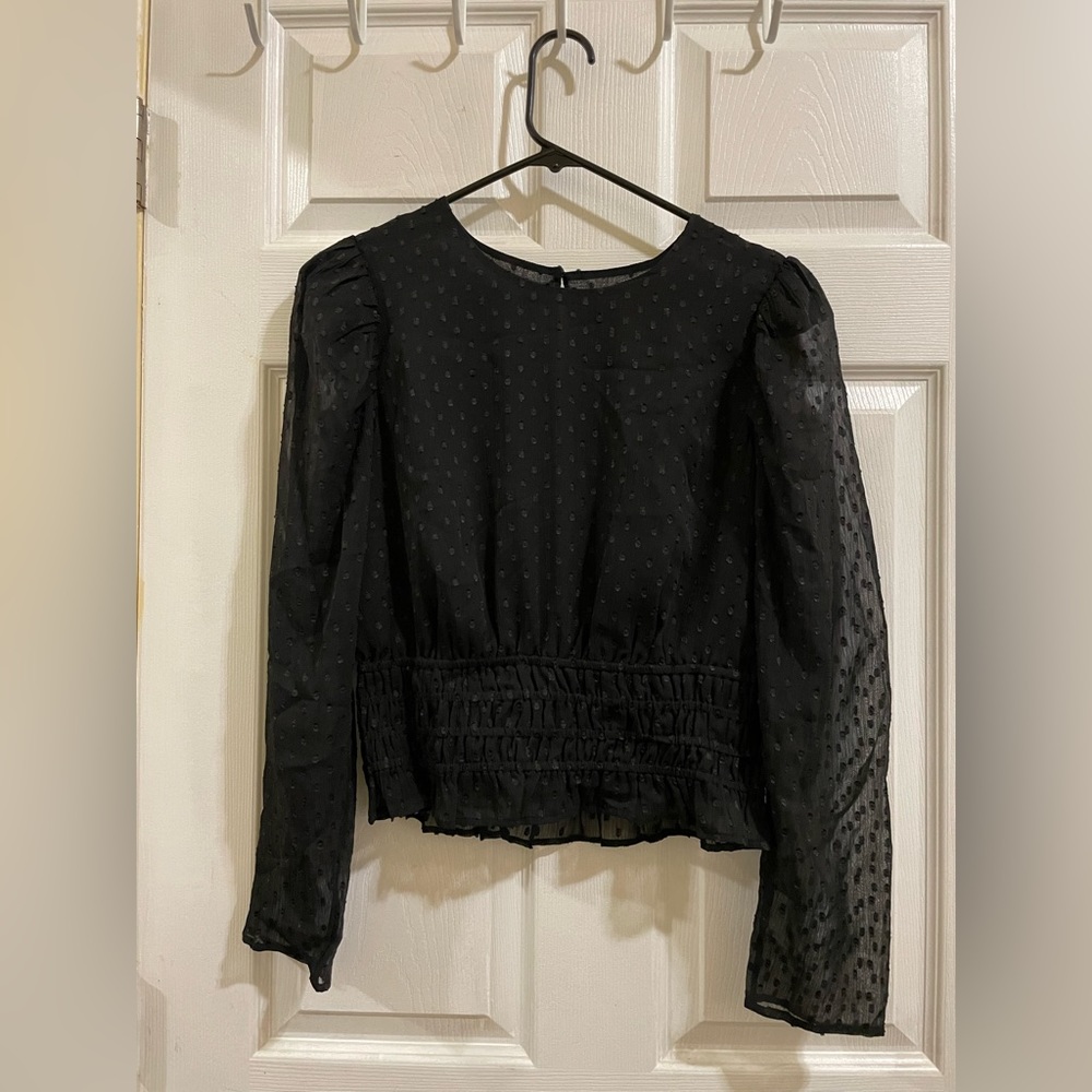 Express Black Swiss Top Blouse